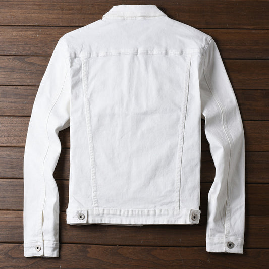 Men's jeans jacket, spring youth Korean Style Men's wear wholesale agent, white self-cultivation men's denim jacket